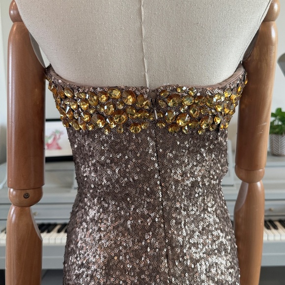 Sherri Hill Sweetheart Sequin Gown: Canary Yellow Gems - Picture 4 of 15